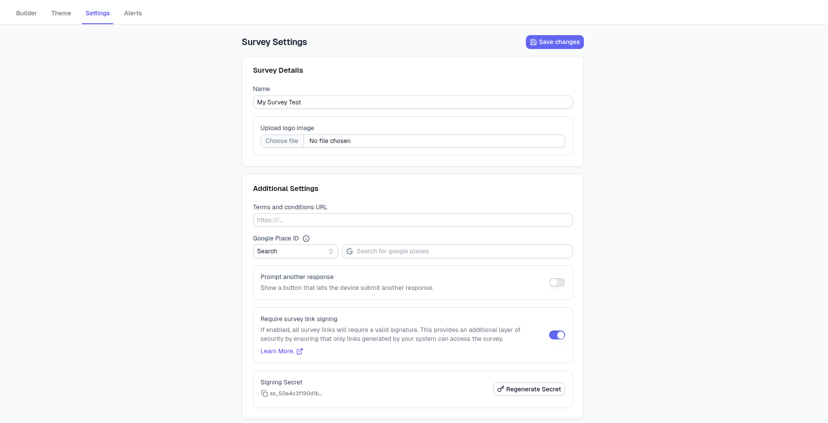 Survey Settings